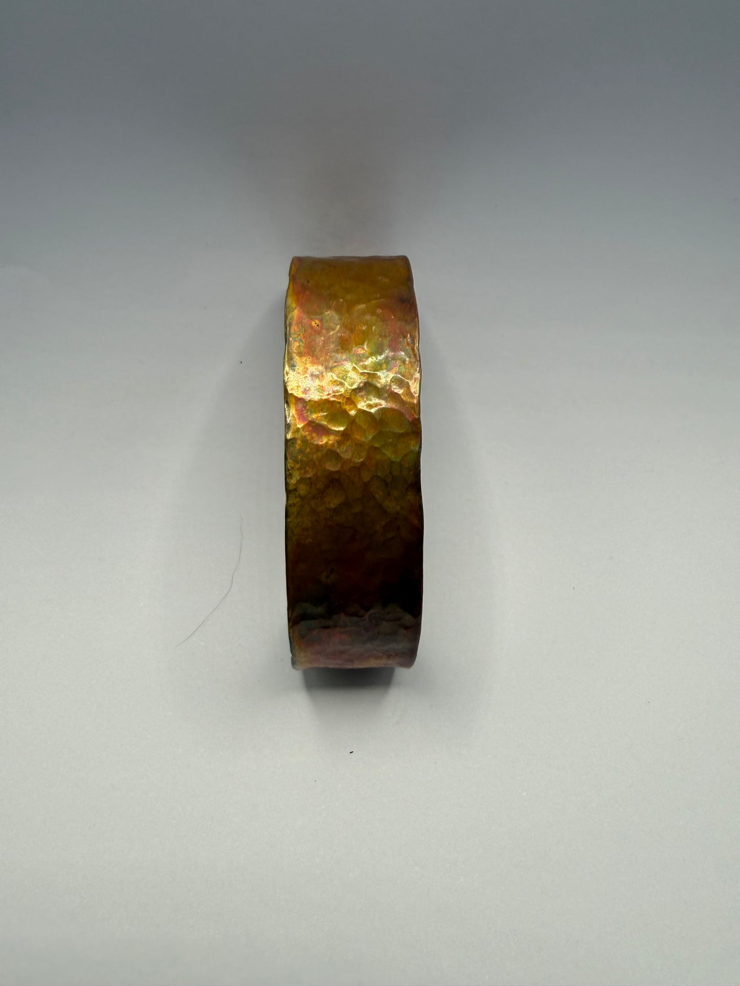 Copper cuff bracelet - hammered, textured, heat coloured (Copy)