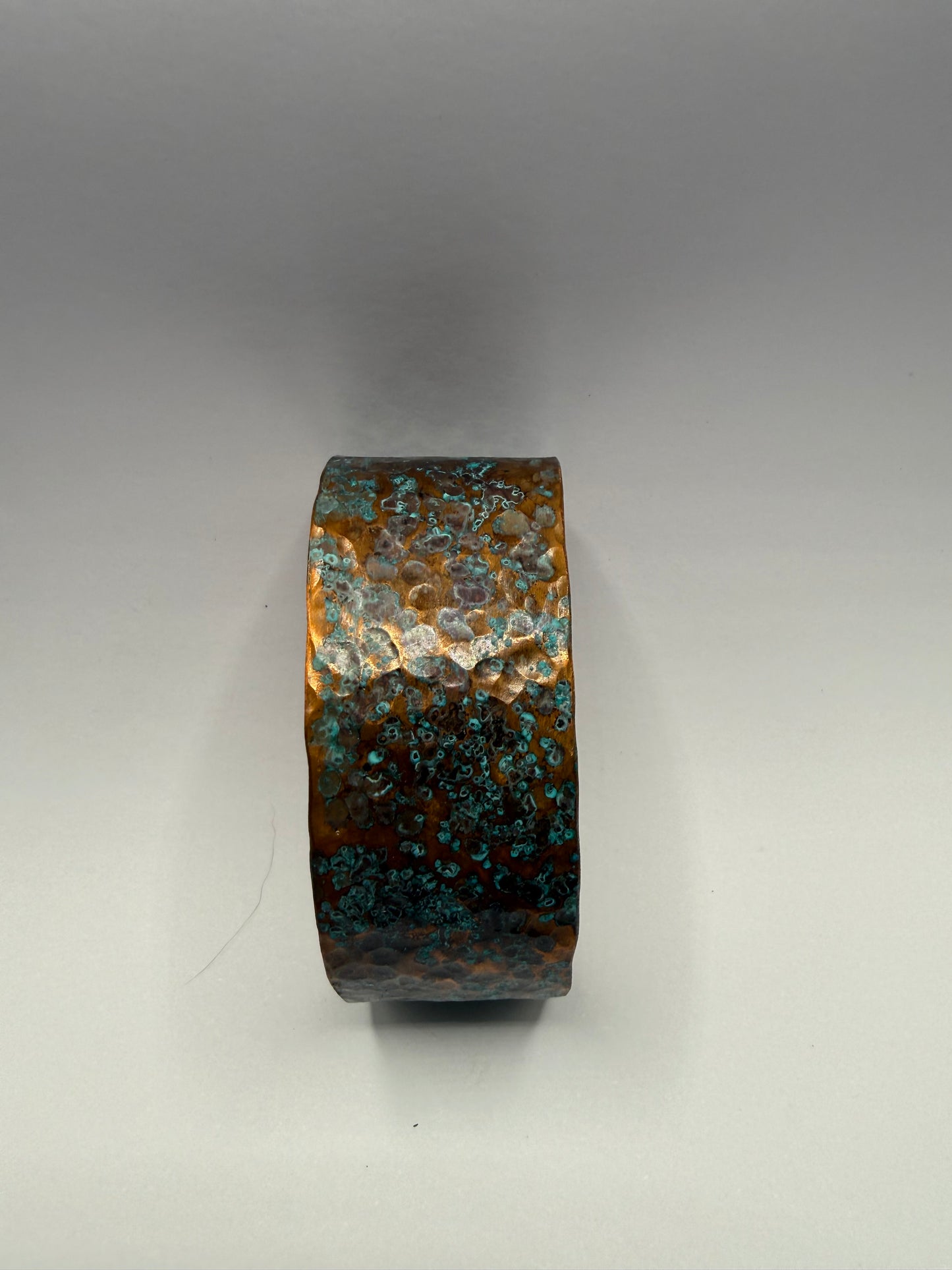 Copper cuff bracelet - hammered, textured and patina coloured