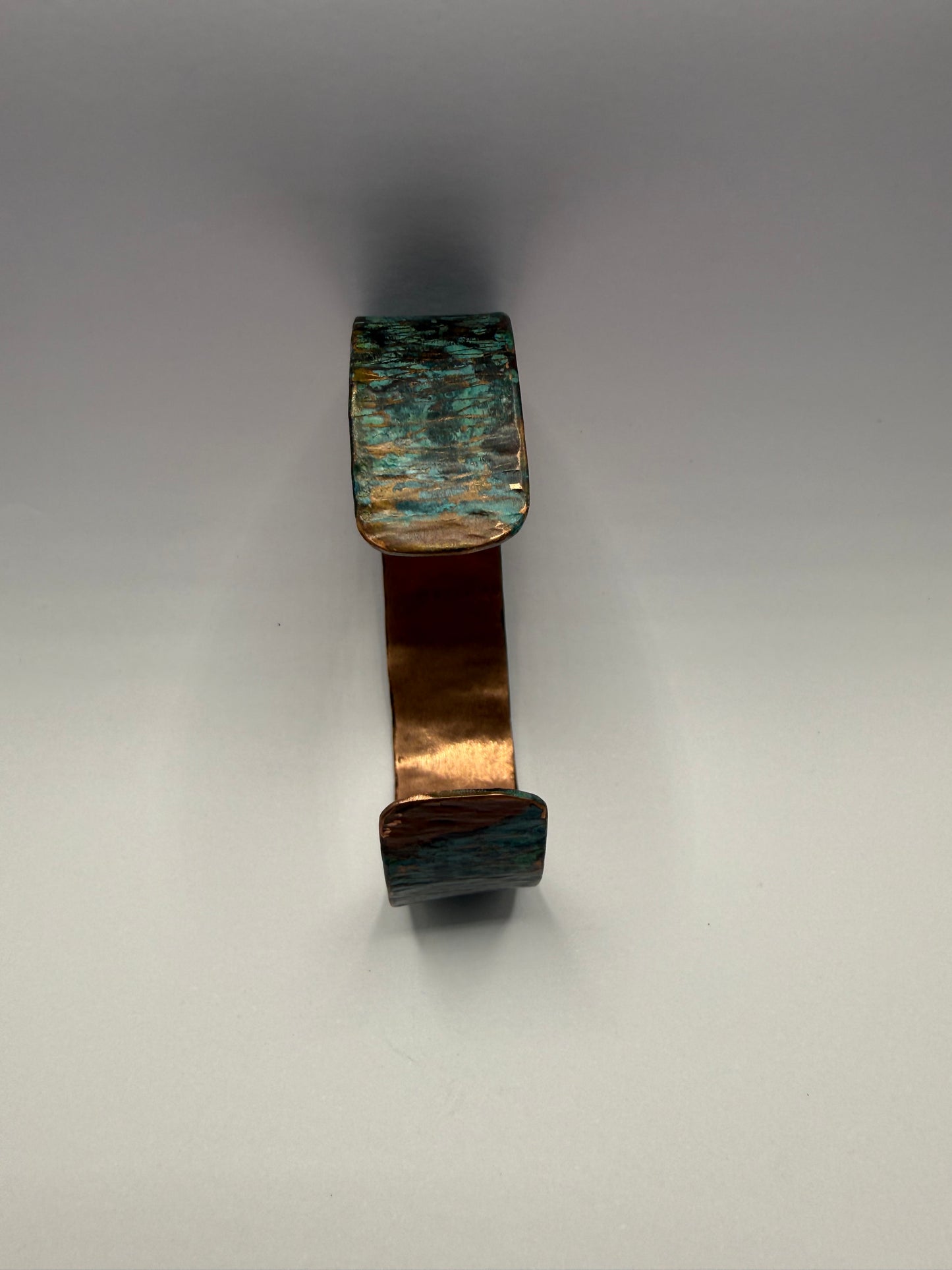 Copper cuff bracelet - hammered, textured and patina coloured