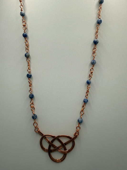 Celtic knot handmade necklace with blue sodalite beads
