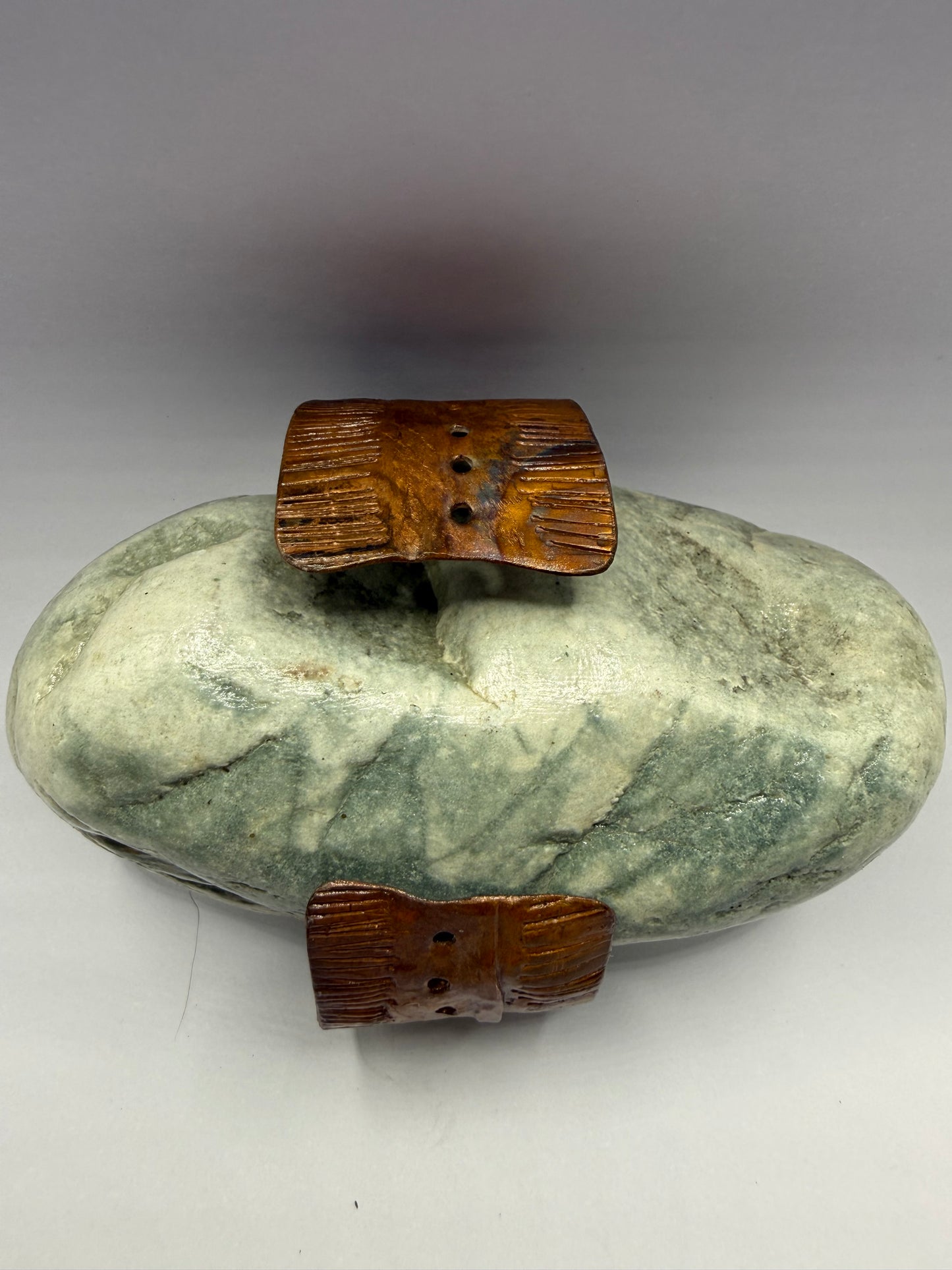 Copper cuff bracelet - hammered, fold formed, textured, heat coloured