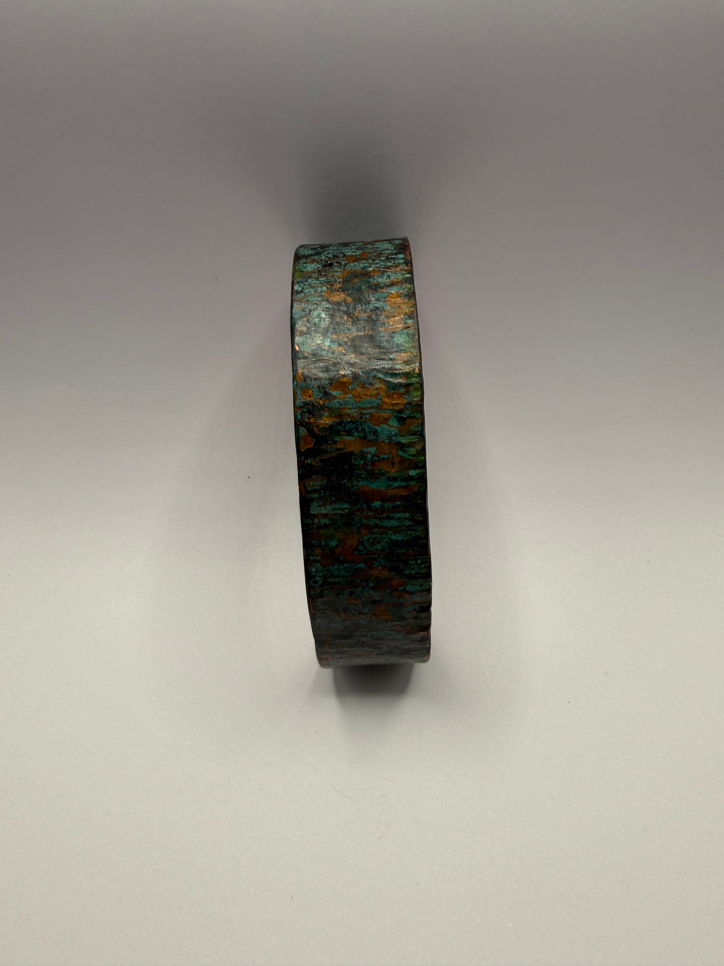 Copper cuff bracelet - hammered, textured and patina coloured
