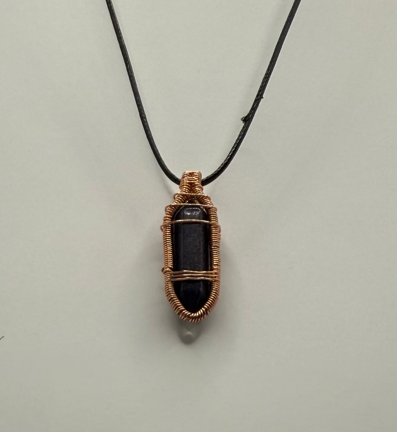 Copper wrapped Lapis lazuli stone pendant