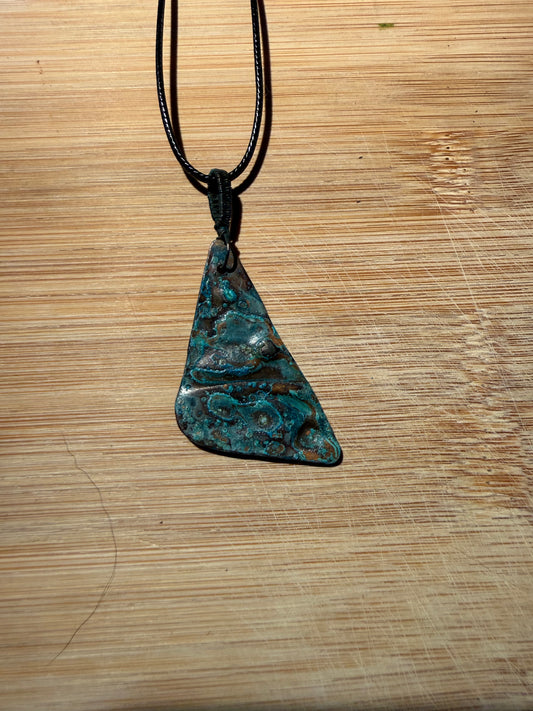Triangle Hammered Copper pendant