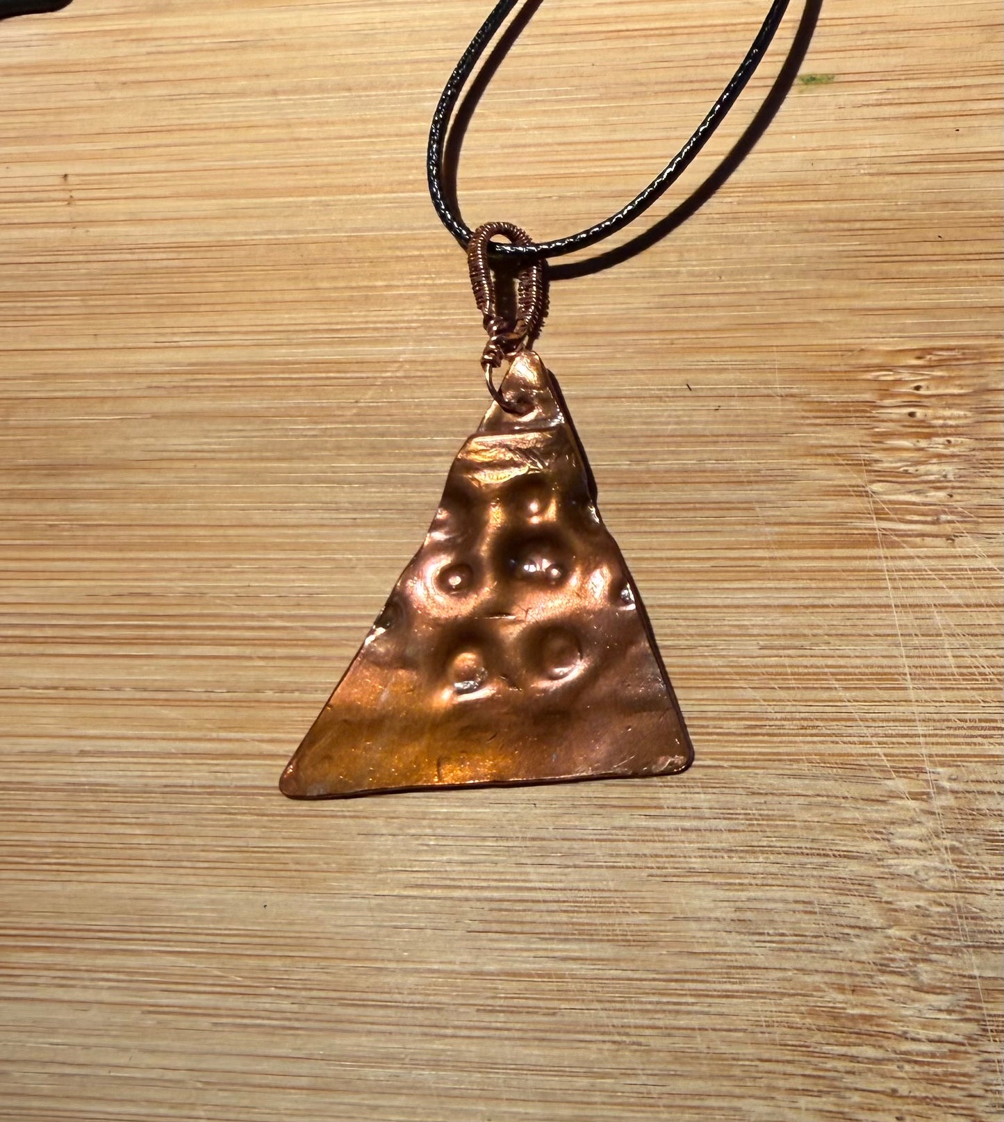 Triangle Hammered Copper pendant